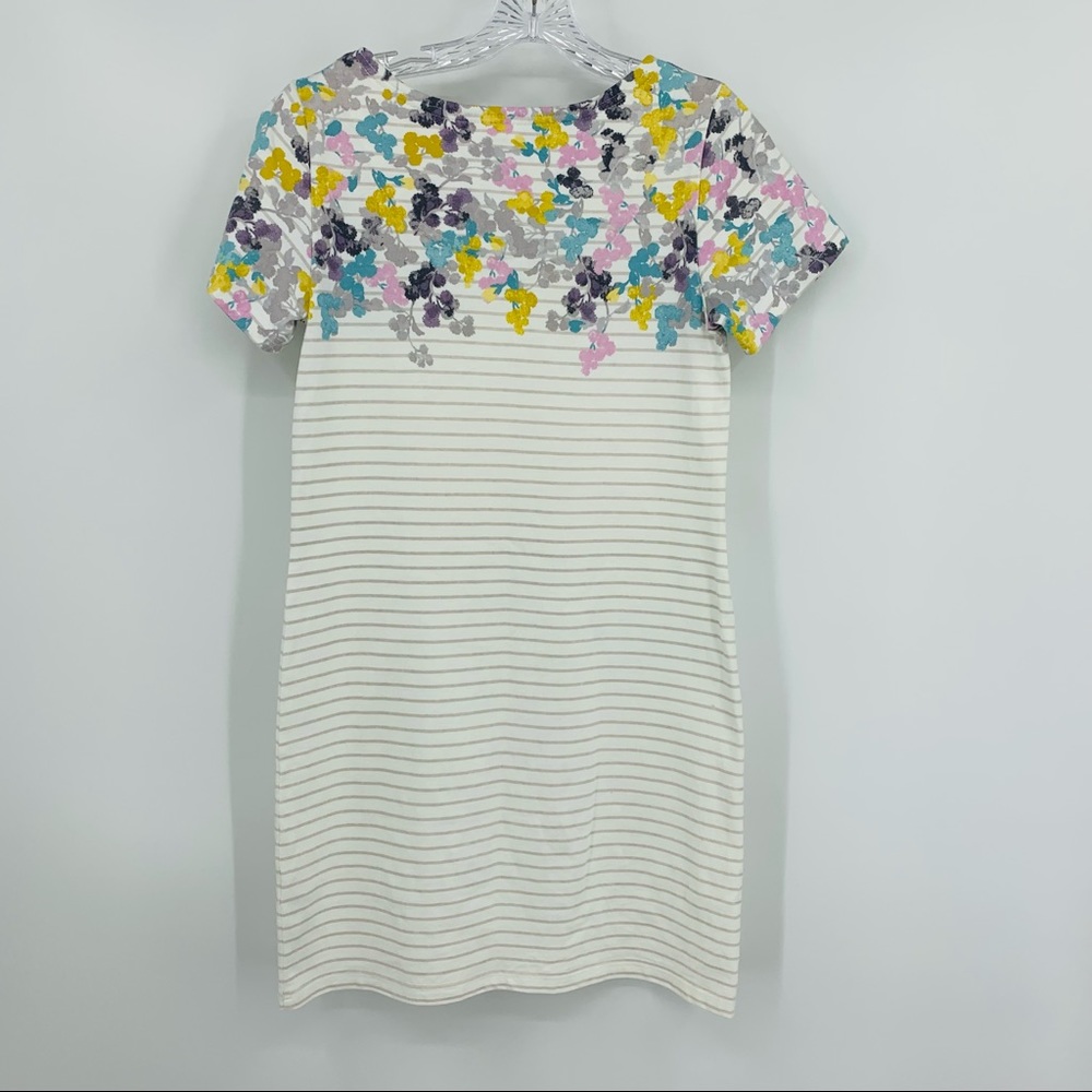 Joules Riviera Print Grey Ditsy Floral and Striped Jersey Dress Size 6 - Picture 4 of 6